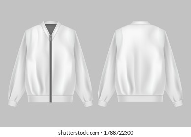 Símbolo realista detallado de la chaqueta blanca 3d de la bomba de viento. Ilustración vectorial de la ropa Casual de moda