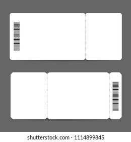 Realistic Detailed 3d White Mockup Template Blank Tickets Set for Tourism and Travel. Vector illustration of Ticket