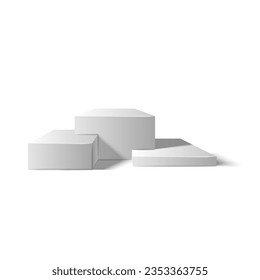 Realistic Detailed 3d White Podium Platform Stage for Product Display Presentation Empty Template Mockup for Show . Vector illustration