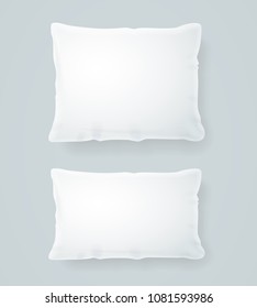 Realistic Detailed 3d White Template Blank Mockup Pillows Set on a Gray Background Element Textile Bedroom. Vector illustration of Cushion