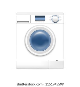 Realistic Detailed 3d White Washing Machine Appliance Laundry, Housework Equipment on a White Background. Vector illustration of Laundromat