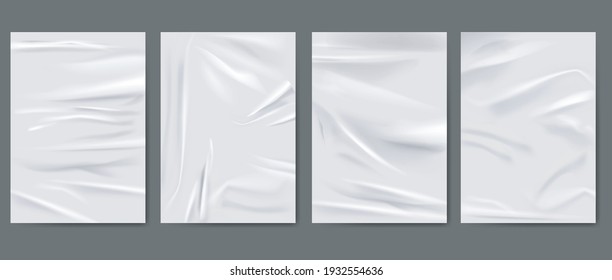 Realistic Detailed 3d White Wrinkled Poster Set. Vector illustration of Template Mockup Crumpled Sheet Paper Advertising - Shutterstock ID 1932554636