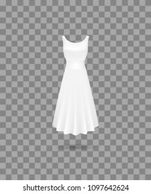 Realistic Detailed 3d Women Dress Mock Up White on Background Classic Clothing. Vector illustration