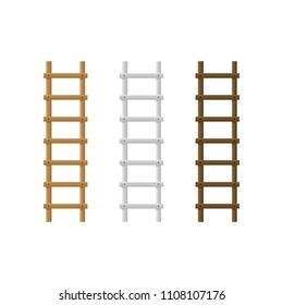 Realistic Detailed 3d Wooden Stairs Ladders Different Color Set for Interior and Construction. Vector illustration of Stair or Ladder