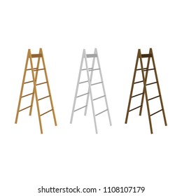 Realistic Detailed 3d Wooden Stairs Ladders Different Types Set for Interior and Construction Symbol of Progress. Vector illustration of Stair or Ladder