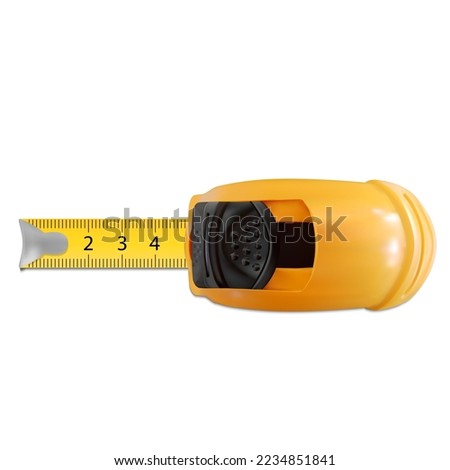 Realistic Detailed 3d Yellow Construction Roulette. Vector illustration of Tape Measure