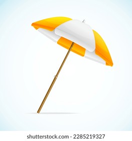 Realistic Detailed 3d Yellow Sun Umbrella Open View Isolated on a White Background. Vector illustration of Parasol