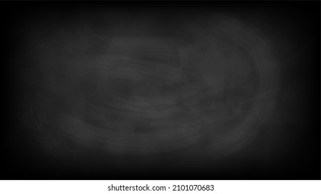 Realistic detailed chalkboard texture background. Close up of a black dirty chalkboard.