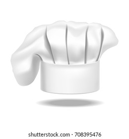 Realistic Detailed Chef White Hat on a Background Web Design Style Element Uniform for Kitchen Restaurant. Vector illustration of Cap