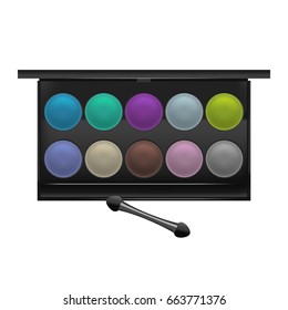 Realistic Detailed Color Shadows Palette Cosmetic Product for Fashion Makeup Female Beauty Eyes. Vector illustration