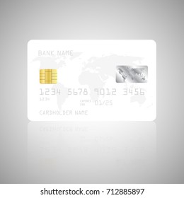 Realistic detailed credit card template with the world map on white background. Vector illustration design EPS10