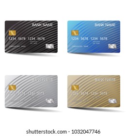 Realistic detailed credit cards. With inspiration from the abstract blue and black color on the gray background. Glossy plastic style. Vector illustration design EPS10