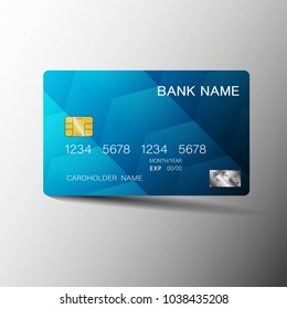 Realistic detailed credit cards. With inspiration from the abstract blue and black color on the gray background. Glossy plastic style. Vector illustration design EPS10