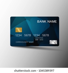 Realistic detailed credit cards. With inspiration from the abstract. black and blue color on the gray background. Glossy plastic style. Vector illustration design EPS10