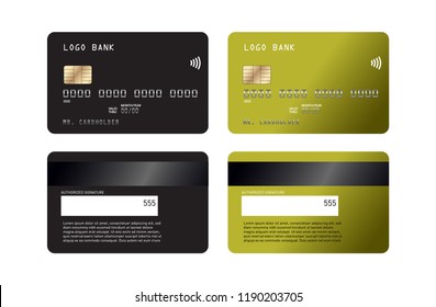 Realistic Detailed Credit Cards Set With Colorful Abstract Design Background. Credit Debit Card Mockup
