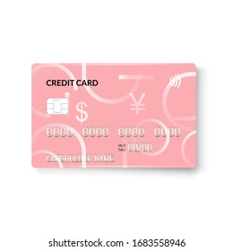 Realistic detailed credit cards set with currency design blue credit card. 