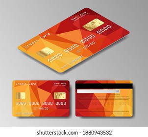 Realistic detailed credit cards set. Front and back side template. Money, payment symbol.