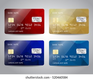 Realistic Detailed Credit Cards Set Colorful Stock Vector (Royalty Free ...