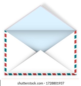realistic detailed empty open mail envelope. Sending correspondence, work mail. Customer Alert. Isolated vector on white background