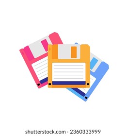 Realistic detailed floppy-disk, retro object storage illustration