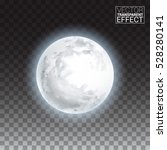 Realistic detailed full big moon isolated on transparent background. Creative Vector illustration.