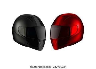 Realistic Detailed Motorcycle Helmets isolated on white background