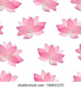 Realistic Detailed Pink Lotus Flower Background Pattern. Symbol of Asia, Spa and Meditation. Vector illustration