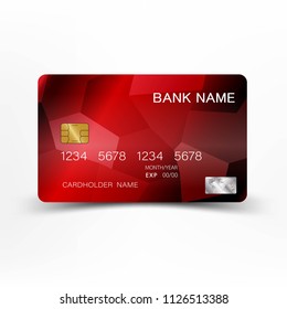 Realistic Detailed Red Credit Card Design Stock Vector (Royalty Free ...