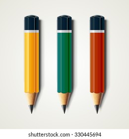 Realistic detailed sharpened pencils isolated on white background. Vector illustration EPS10