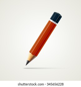 Realistic detailed sharpened red pencil isolated on white background. Vector illustration EPS10