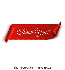 Realistic Detailed Thank You Curved Paper Banner. Ribbon. Vector Illustration