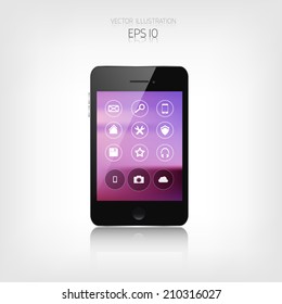 Realistic detalized flat smartphone
