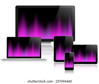 Realistic devices set  - Computer laptop, tablet and smartphone 