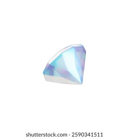 Realistic diamond 3D vector icon. Realistic gem stone with shine and sparkle effect. Render dazzling crystal glass jewelry isolated. Precious brilliant stone back view. Treasure and wealth concept