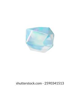Realistic diamond 3D vector icon. Gem stone with sparkle effect. Render blue dazzling crystal glass jewelry isolated. Precious brilliant stone with glare. Treasure and wealth concept