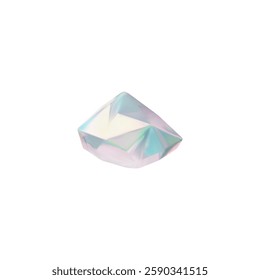 Realistic diamond 3D vector icon. Gem stone with pearl shine and sparkle effect. Dazzling crystal glass jewelry. Render precious brilliance stone isolated. Treasure and wealth concept