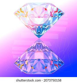 Realistischer Diamant einzeln auf abstraktem Hintergrund. Vektorgrafik