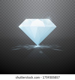 Realistic diamond isolated on transparent background. Vector illustration.