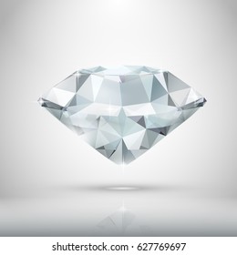 Realistic Diamond Isolated On White. EPS10 Vector