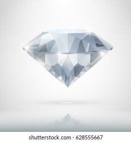 Realistic Diamond Isolated On White. EPS10 Vector
