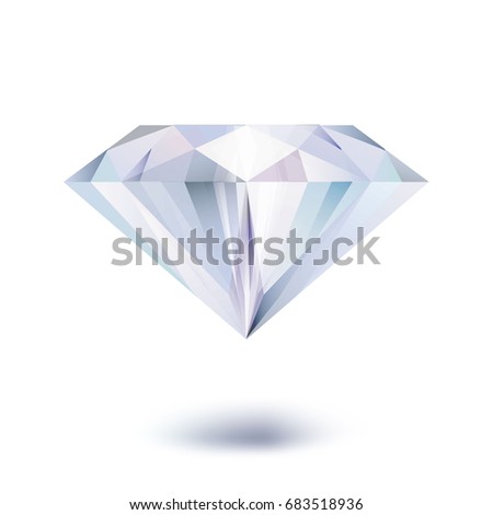 Realistic diamond isolated on white background. Vector illustration.