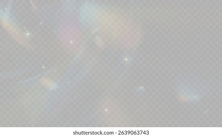 Realistic diamond reflection, rainbow light optical effect Colorful collection, bright spectrum glow rays. Rainbow effect overlay, prismatic crystal refraction.	