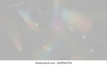 Realistic diamond reflection, rainbow light optical effect Colorful collection, bright spectrum glow rays. Rainbow effect overlay, prismatic crystal refraction.	