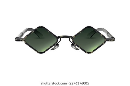 Realistic diamond shaped carnival party glasses with green lens vector illustration