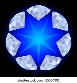 Realistic diamonds pattern on black. Illustration for design background