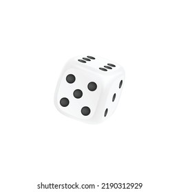 Didice realista con puntos negros para juegos de mesa, ilustración vectorial aislada en fondo blanco. Cúbico con número de puntos en diferentes lados, elemento de juego