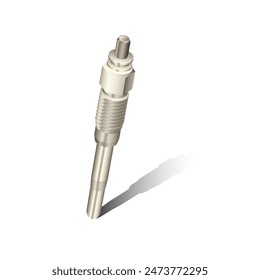 Realistic diesel engine car parts glow plug illustration vector.