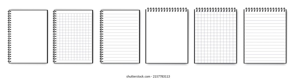 Realistic different notebooks for paper design. Vector illustration. Stock image. 