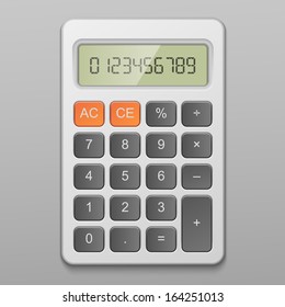 Realistic digital calculator vector illustration isolated