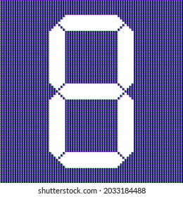realistischer digitaler LED-Bildschirm mit der digitalen Nummer 8 für Muster und Hintergrund.